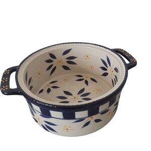 Floral Ceramic Casserole Dish with Handles, Decorative Serving Bowl